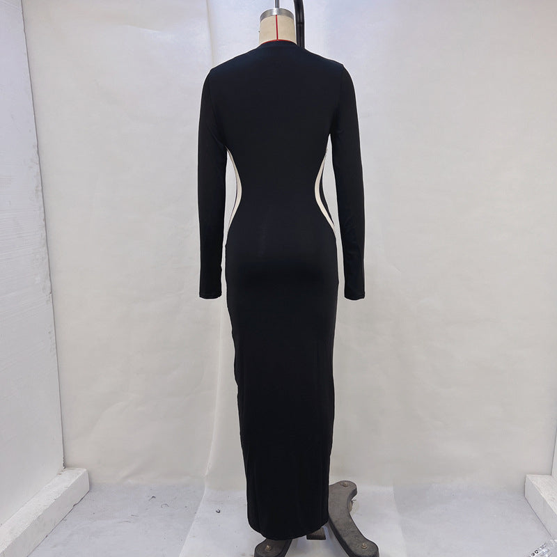 Round Neck Long Sleeves Bodycon Dress