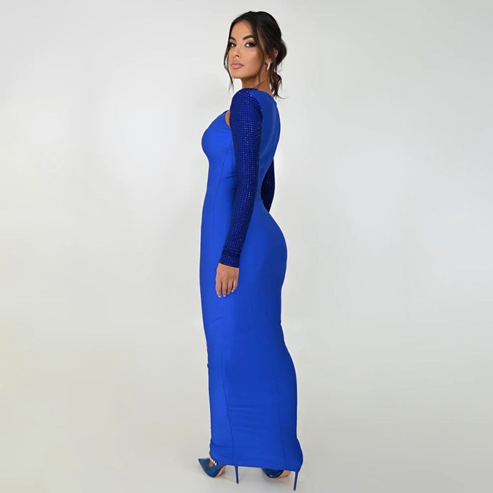 Women Solid Boat Neck Maxi Dress