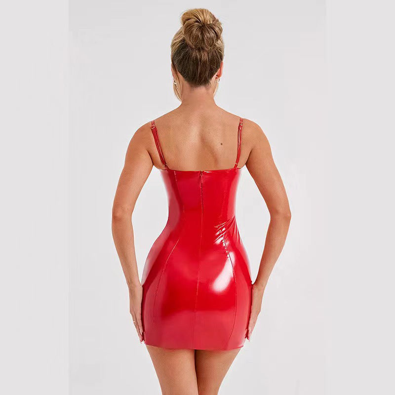 Red Shoulder Straps Bodycon Dress