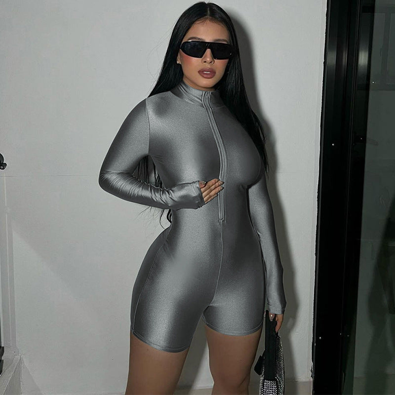 Grey Mock Collar Playsuit