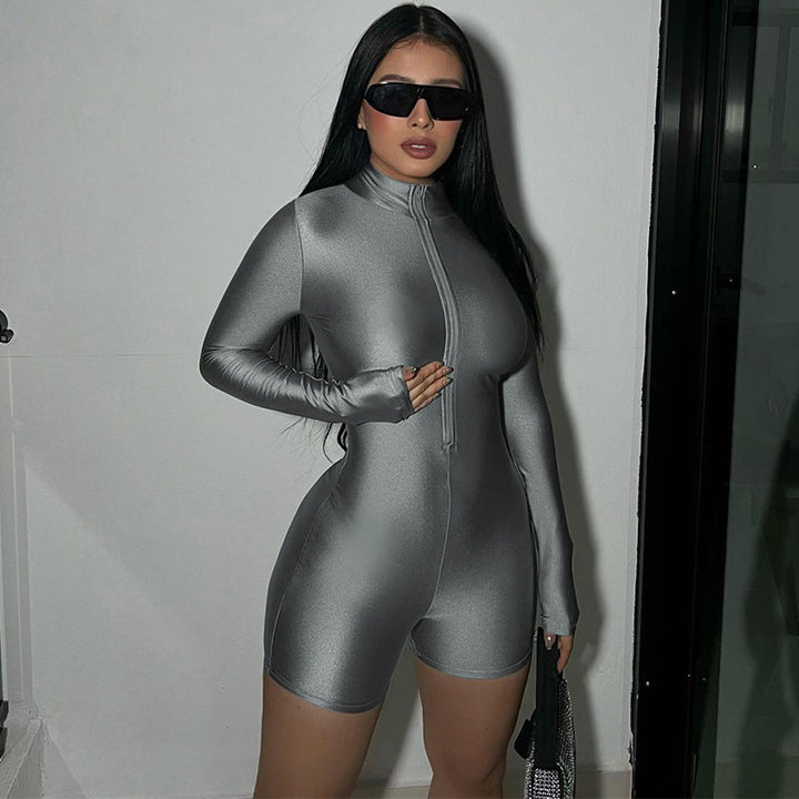 Grey Mock Collar Playsuit
