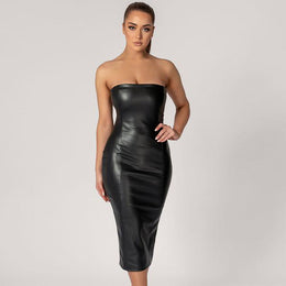 Black Off Shoulder Bodycon Midi Dress