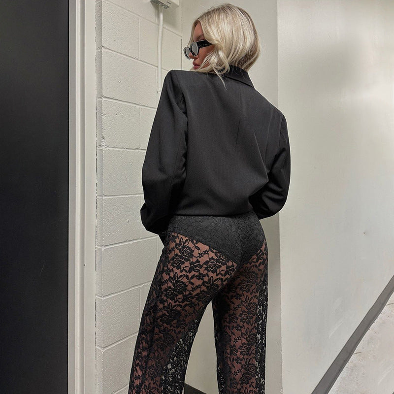 Women Black High-Rise Easy Wash Trousers