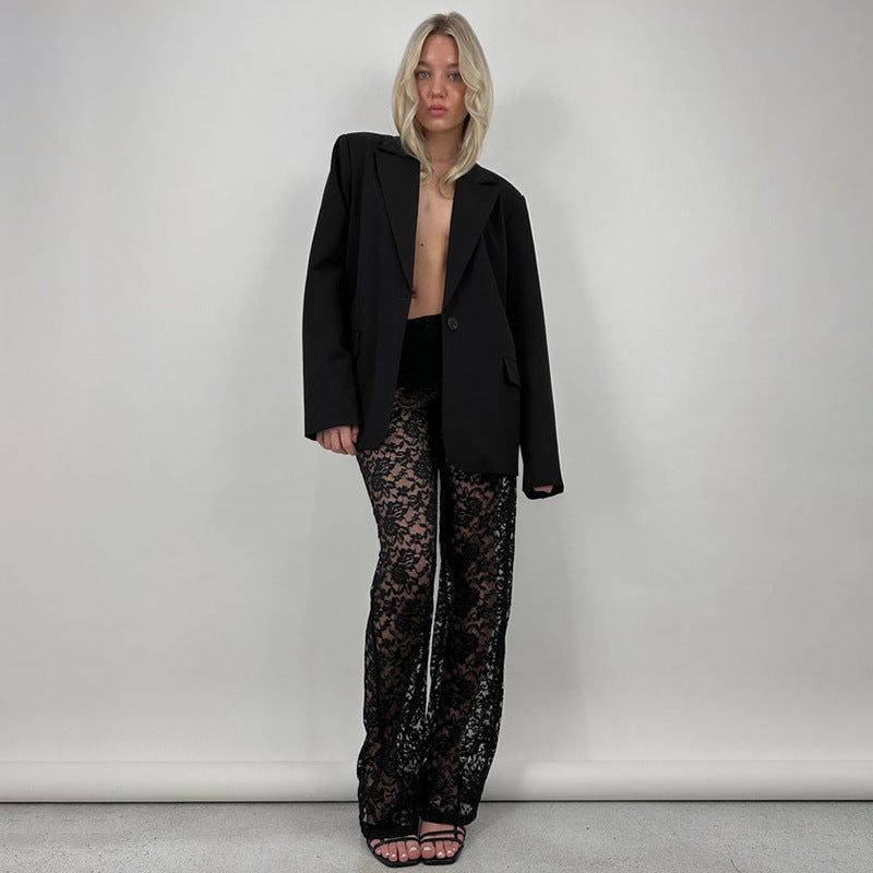 Women Black High-Rise Easy Wash Trousers