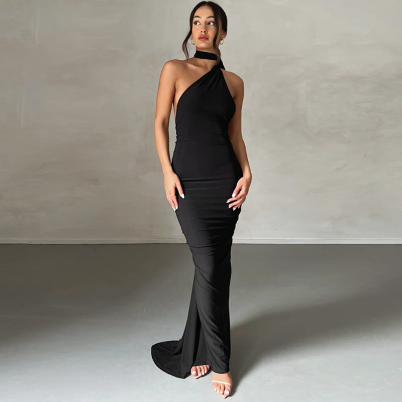 Black Halter Neck Maxi Dress
