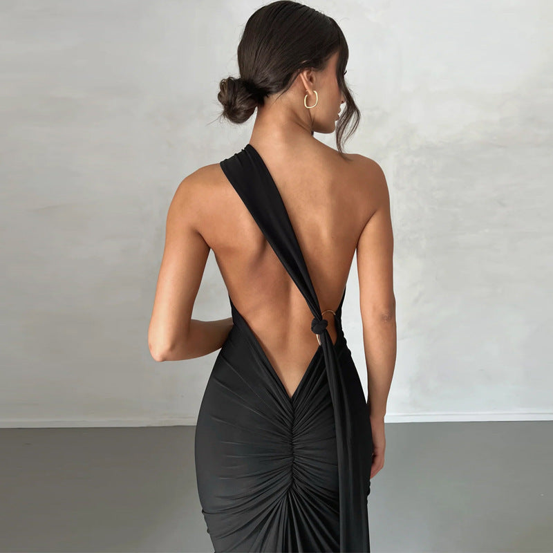 Black Halter Neck Maxi Dress