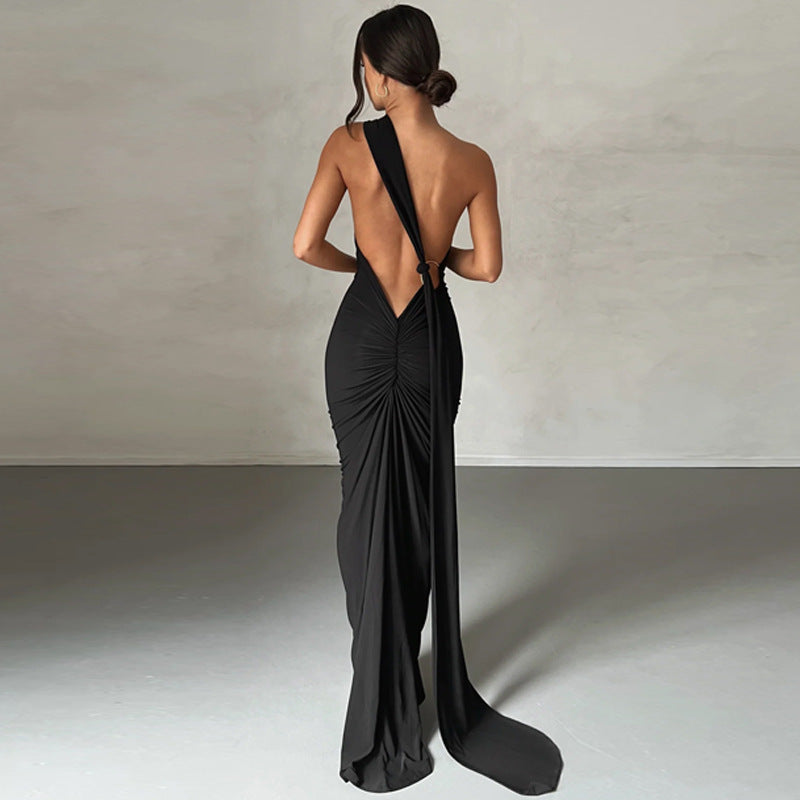 Black Halter Neck Maxi Dress