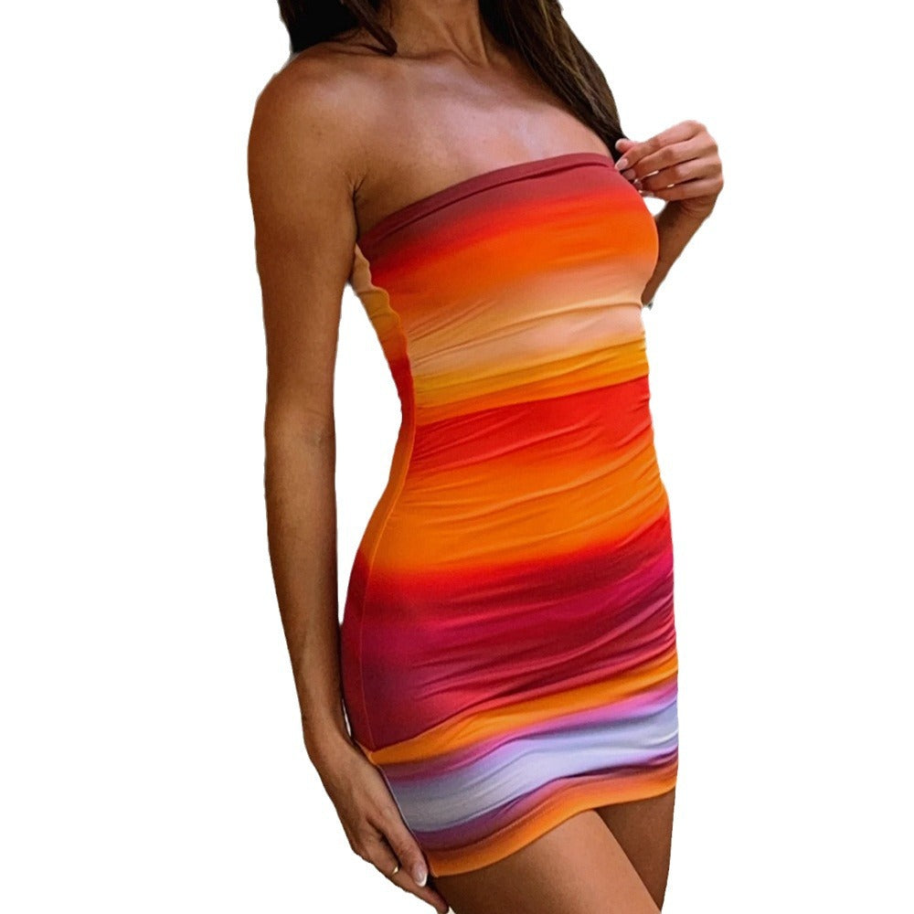 Women Striped Bodycon Mini Dress