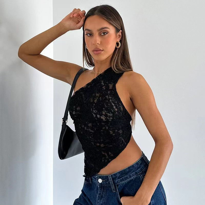 Abstract Printed Lace Top