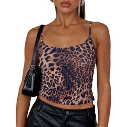 Women Animal Printed Shoulder Straps Sleeveless Top