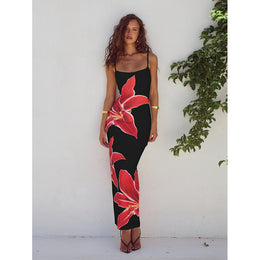 Women Floral Printed Maxi  Bodycon Dress