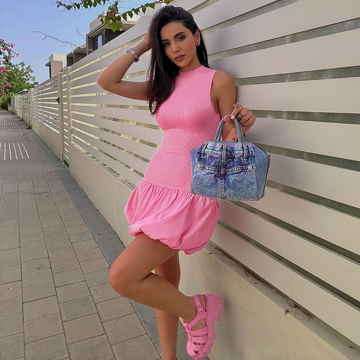 Solid Peplum Dress