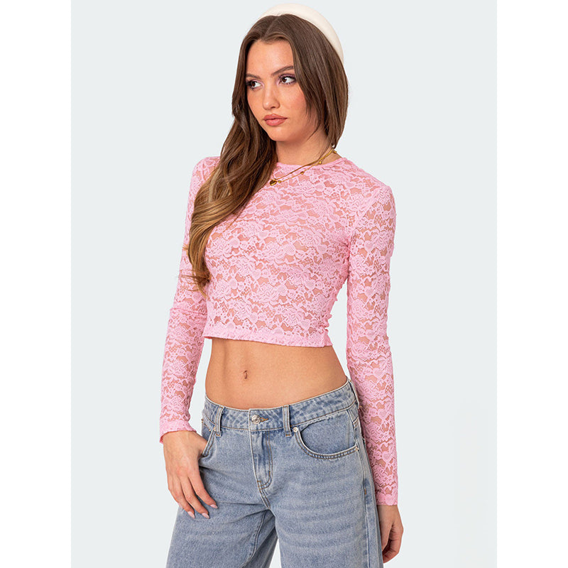 Floral Net Crop Top