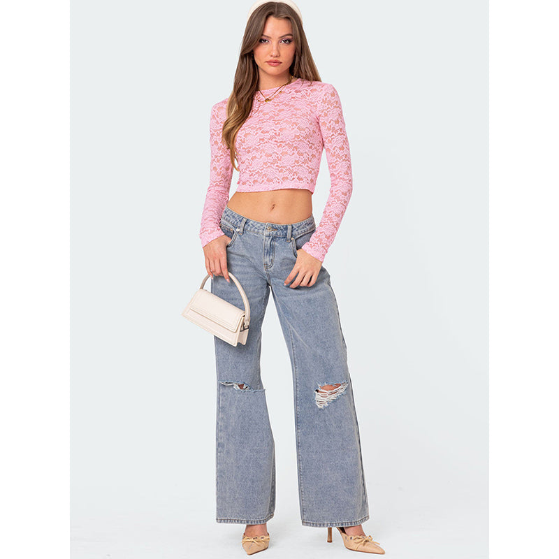 Floral Net Crop Top