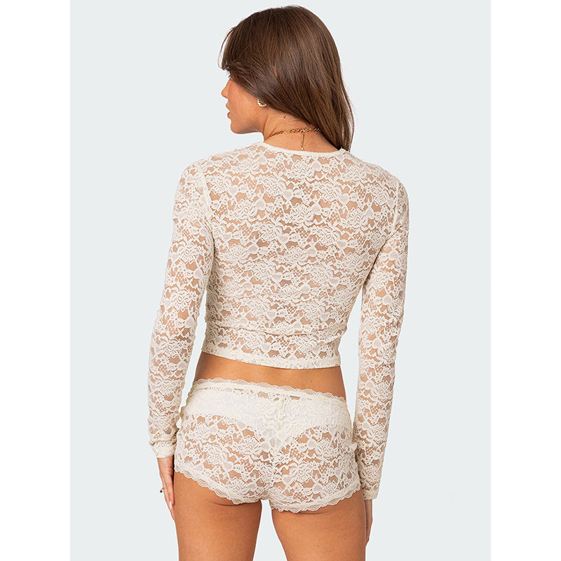 Floral Print Net Top