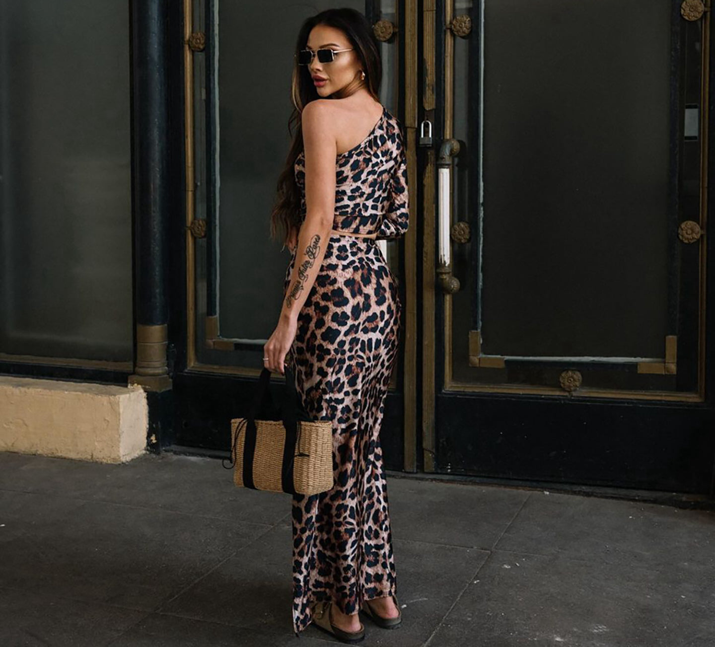 Animal Print One Shoulder Co-ords