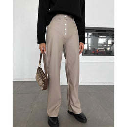 Women Solid Mid-Rise Straight Fit Trousers