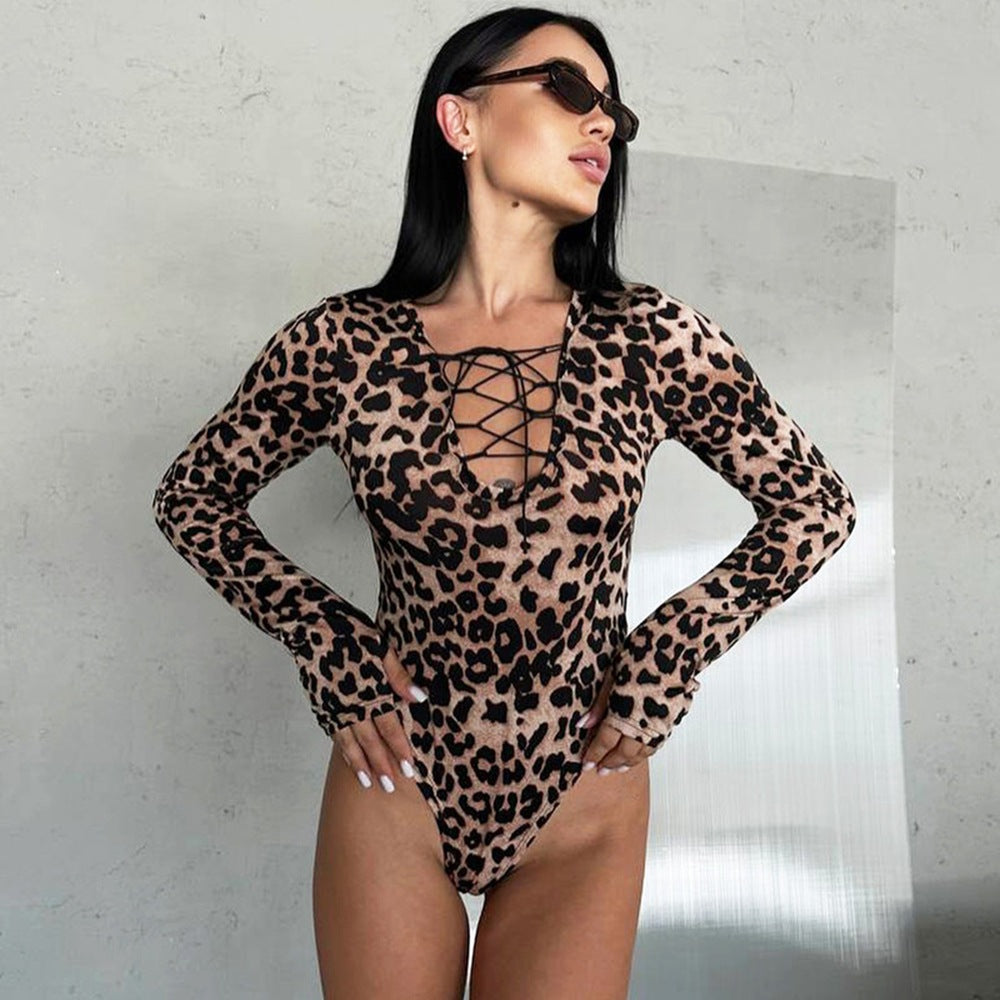 Printed V-Neck Bodysuit