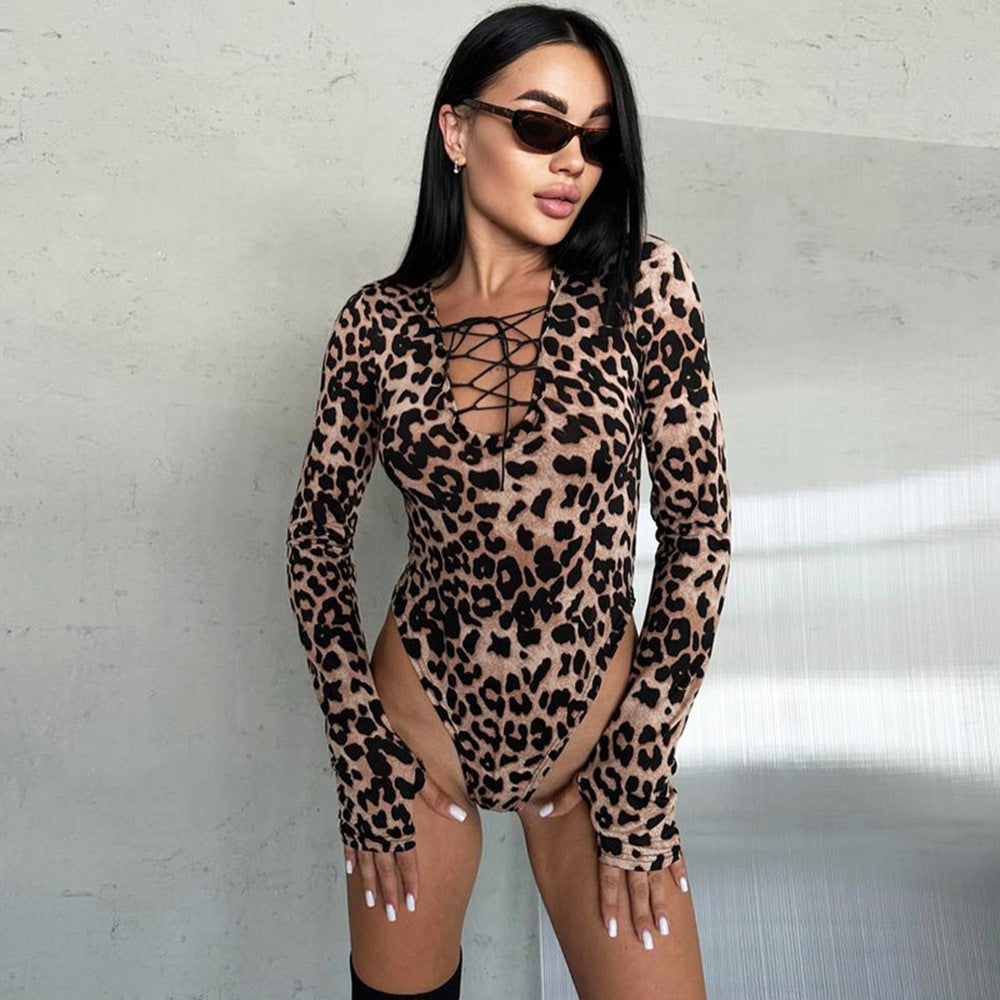 Printed V-Neck Bodysuit