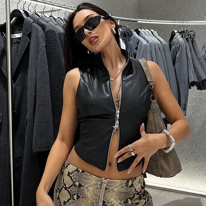 Women Solid High Neck Top