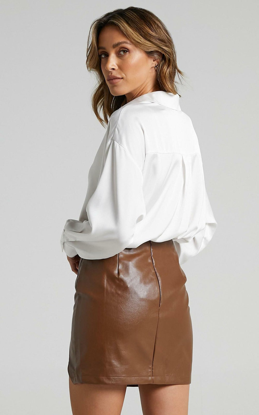 Women Side Slit Pencil Slip On Mini Skirt