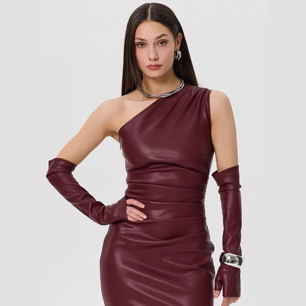 One Shoulder Cold-Shoulder Bodycon Midi Dress