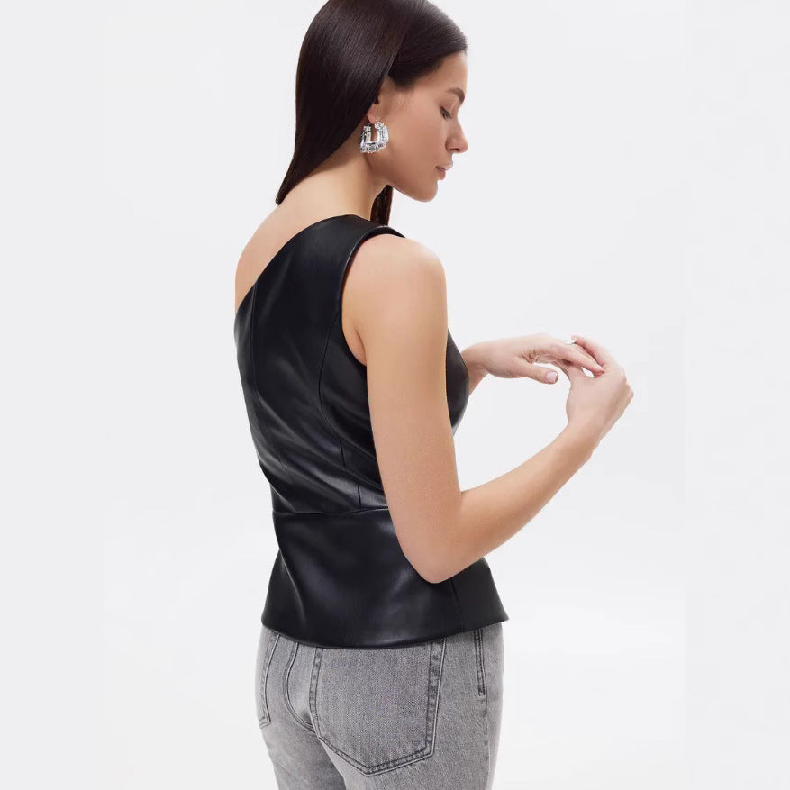 Women Solid One Shoulder Fitted Top