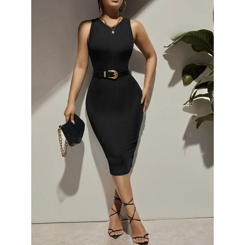 Black Bodycon Midi Dress