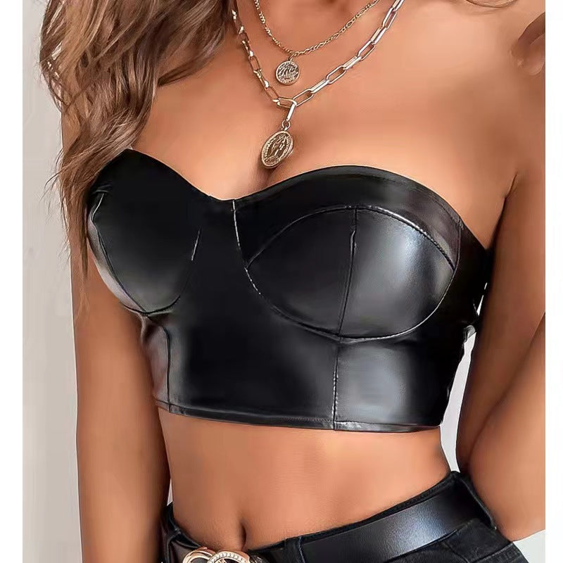Women Solid Sweetheart Neck Crop Top