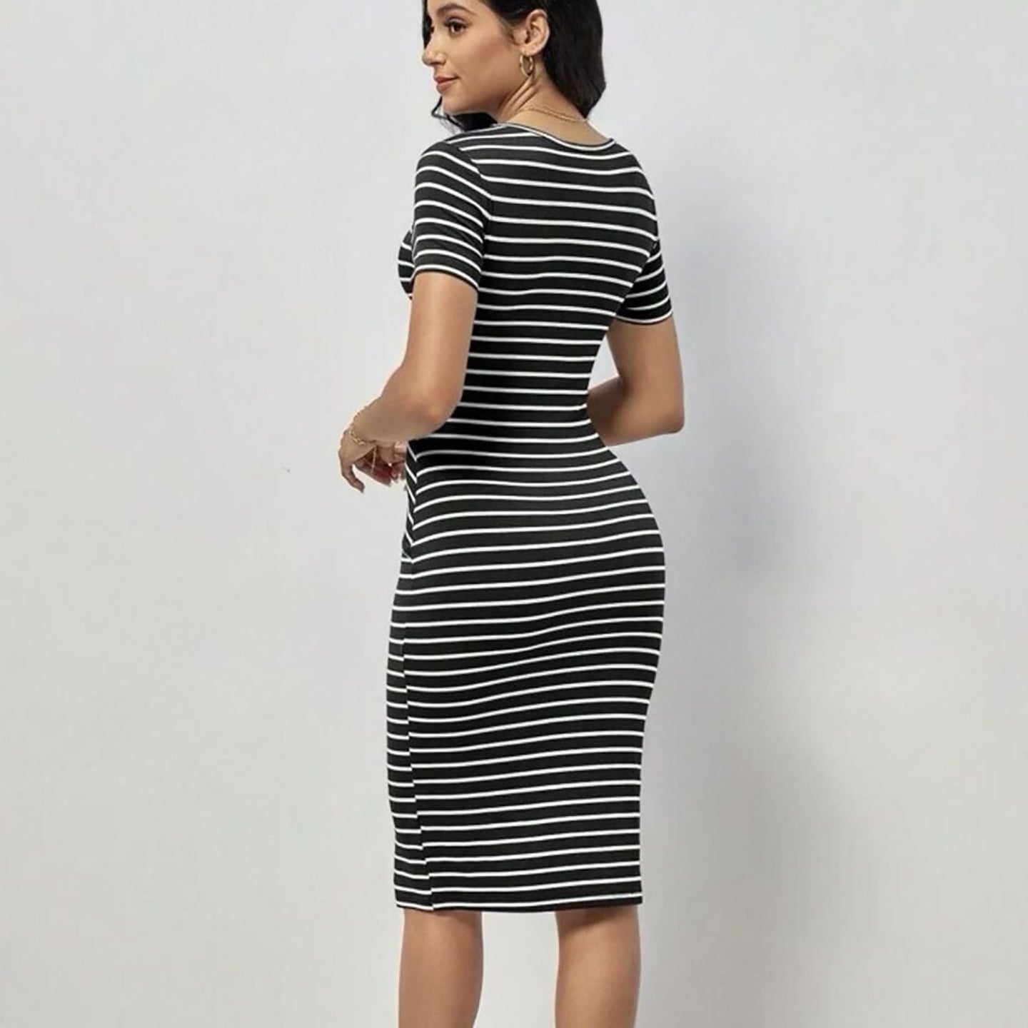 Striped Bodycon Midi Dress
