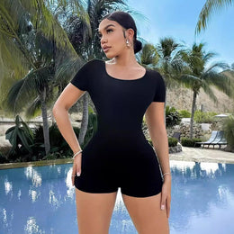 Round Neck Short Sleeve Playsuit