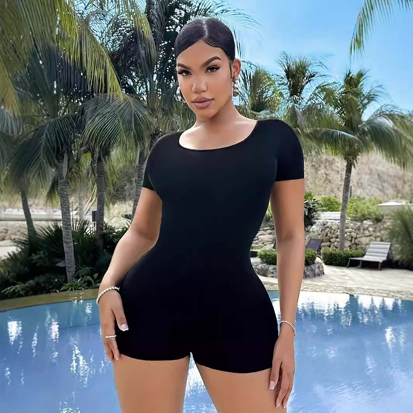 Round Neck Short Sleeve Playsuit