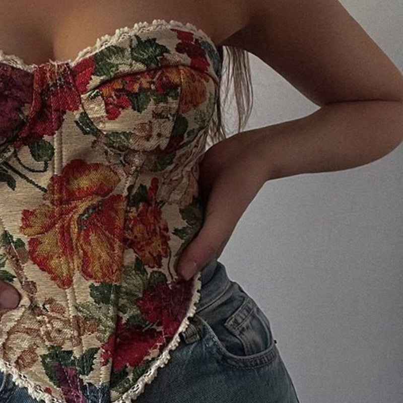 Women Floral Printed Corset Top