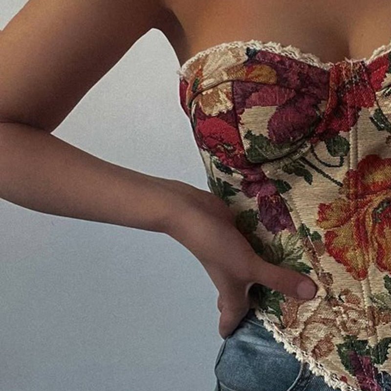 Women Floral Printed Corset Top