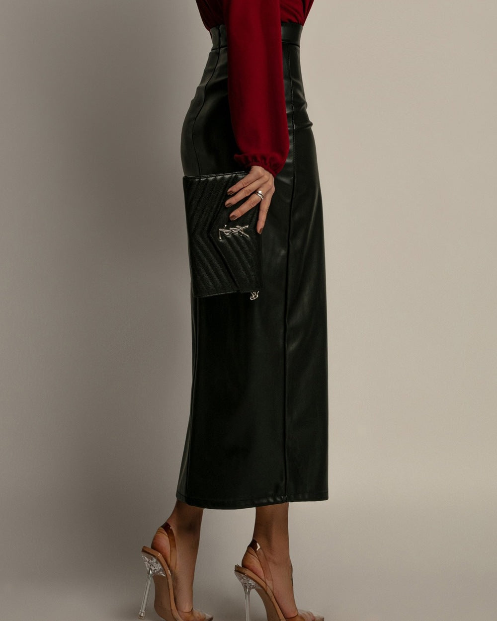 Women High-Slit A-Line Midi Skirt