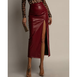 Women High-Slit A-Line Midi Skirt