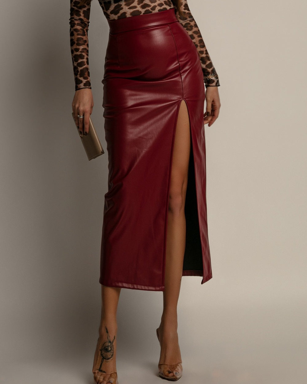 Women High-Slit A-Line Midi Skirt