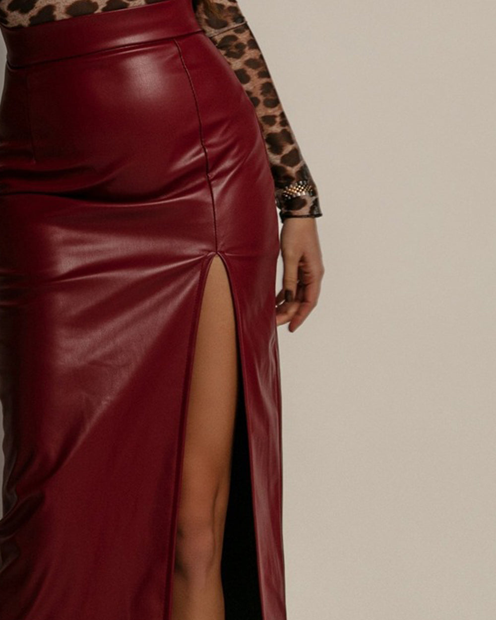 Women High-Slit A-Line Midi Skirt