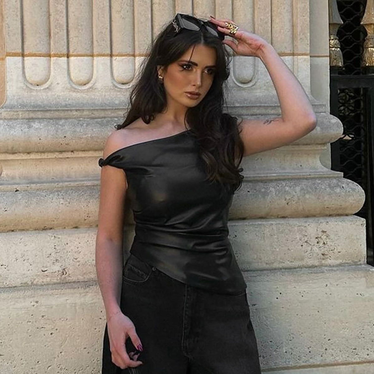 Women One Shoulder Party Top