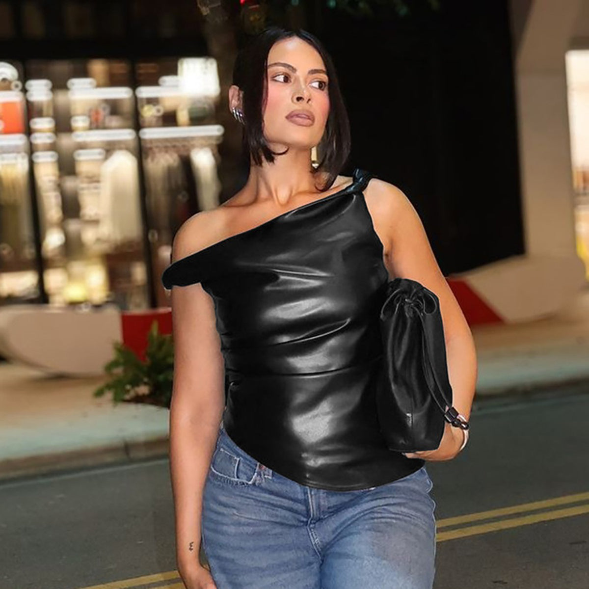 Women One Shoulder Party Top