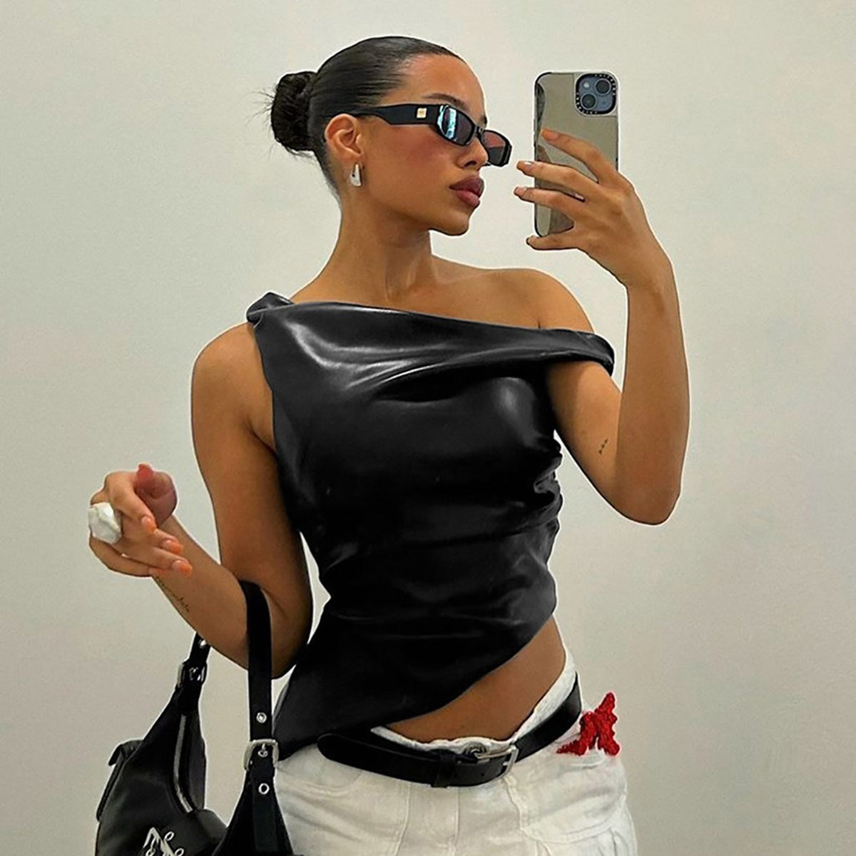 Women One Shoulder Party Top