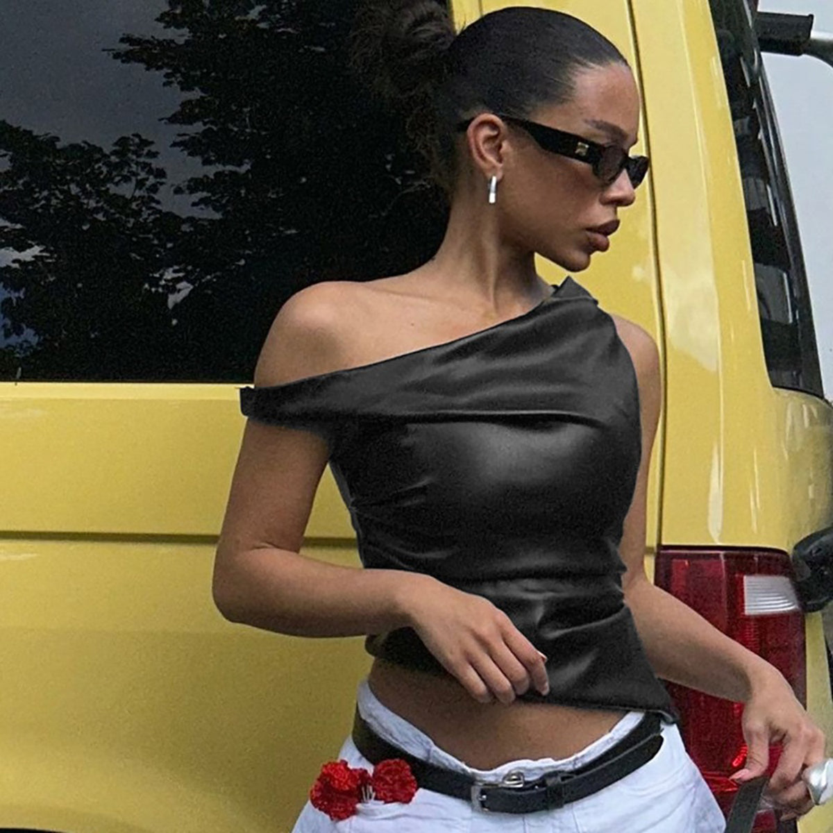 Women One Shoulder Party Top
