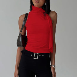 Women Solid Halter Neck Top