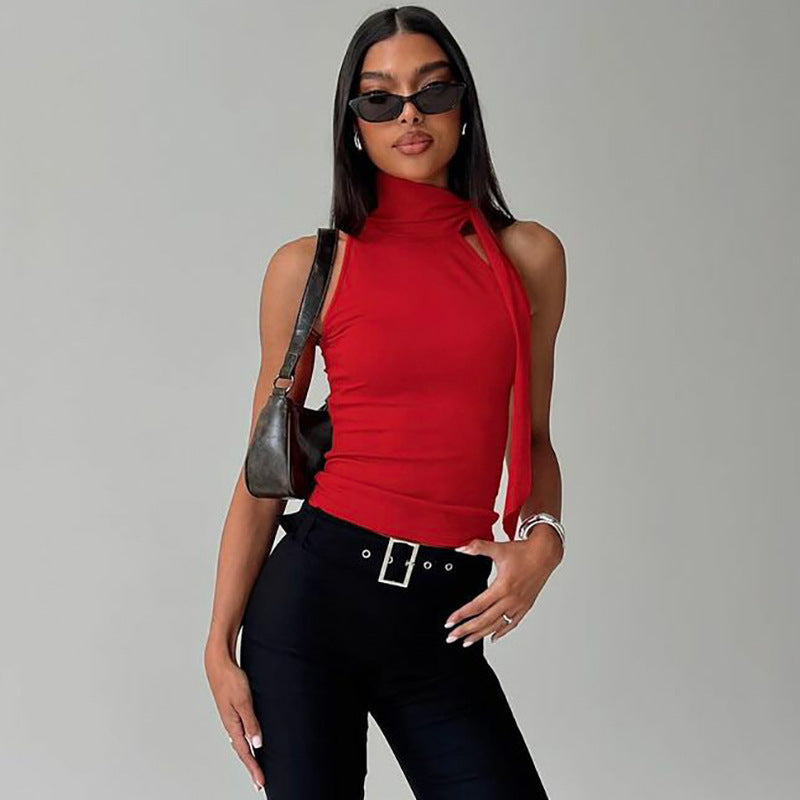 Women Solid Halter Neck Top