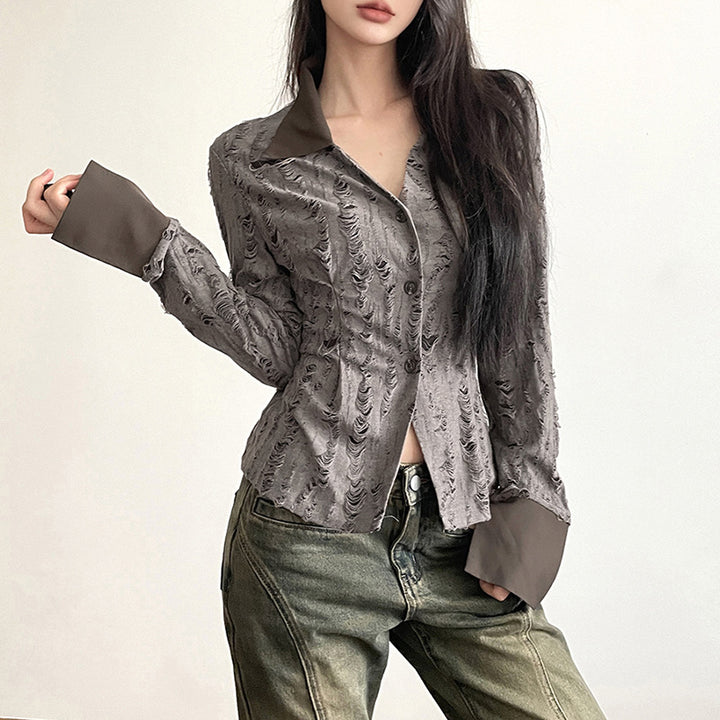 Grey Regular Fit Textured Casual Shirt