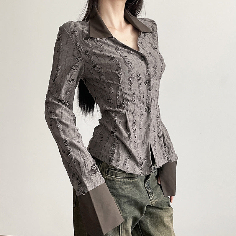 Grey Regular Fit Textured Casual Shirt