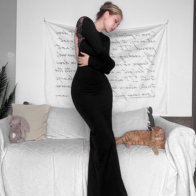 Black Cut-Out Detailed Bodycon Maxi Dress
