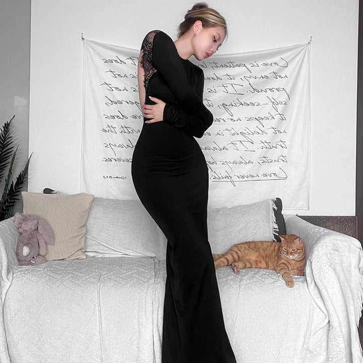 Black Cut-Out Detailed Bodycon Maxi Dress