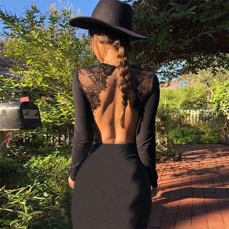 Black Cut-Out Detailed Bodycon Maxi Dress