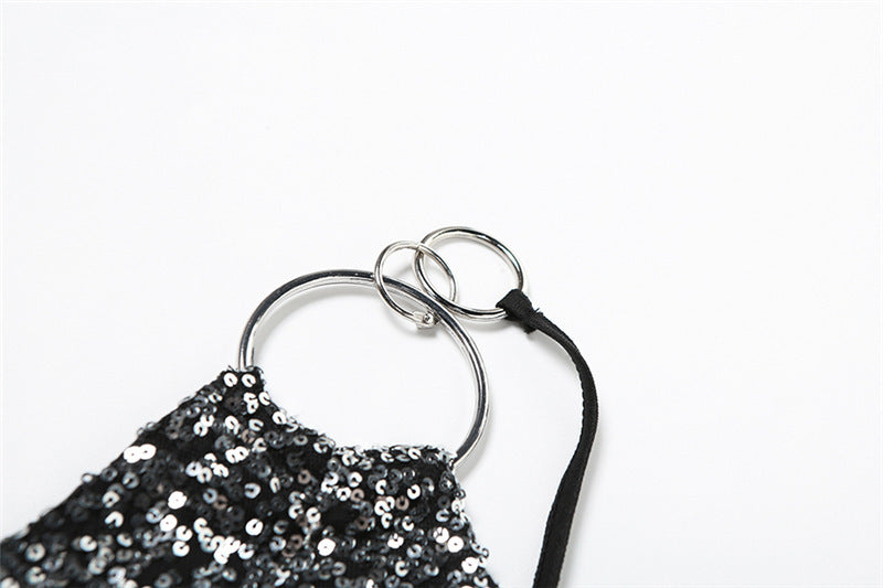 Silver-Toned Embellished One Shoulder Mini Dress